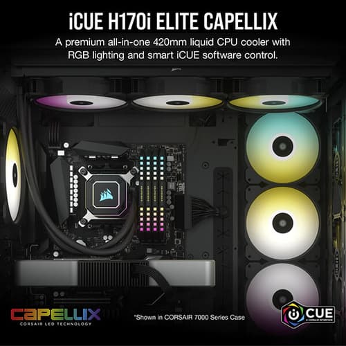 Corsair iCUE H170i Elite Capellix CPU Liquid Cooler (Black)